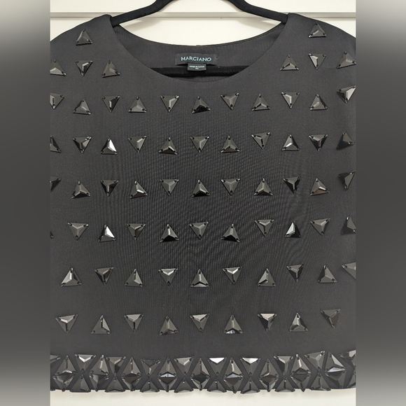 Marciano Black Beaded Scuba Style Short Sleeve Crop Top - Picture 8 of 12